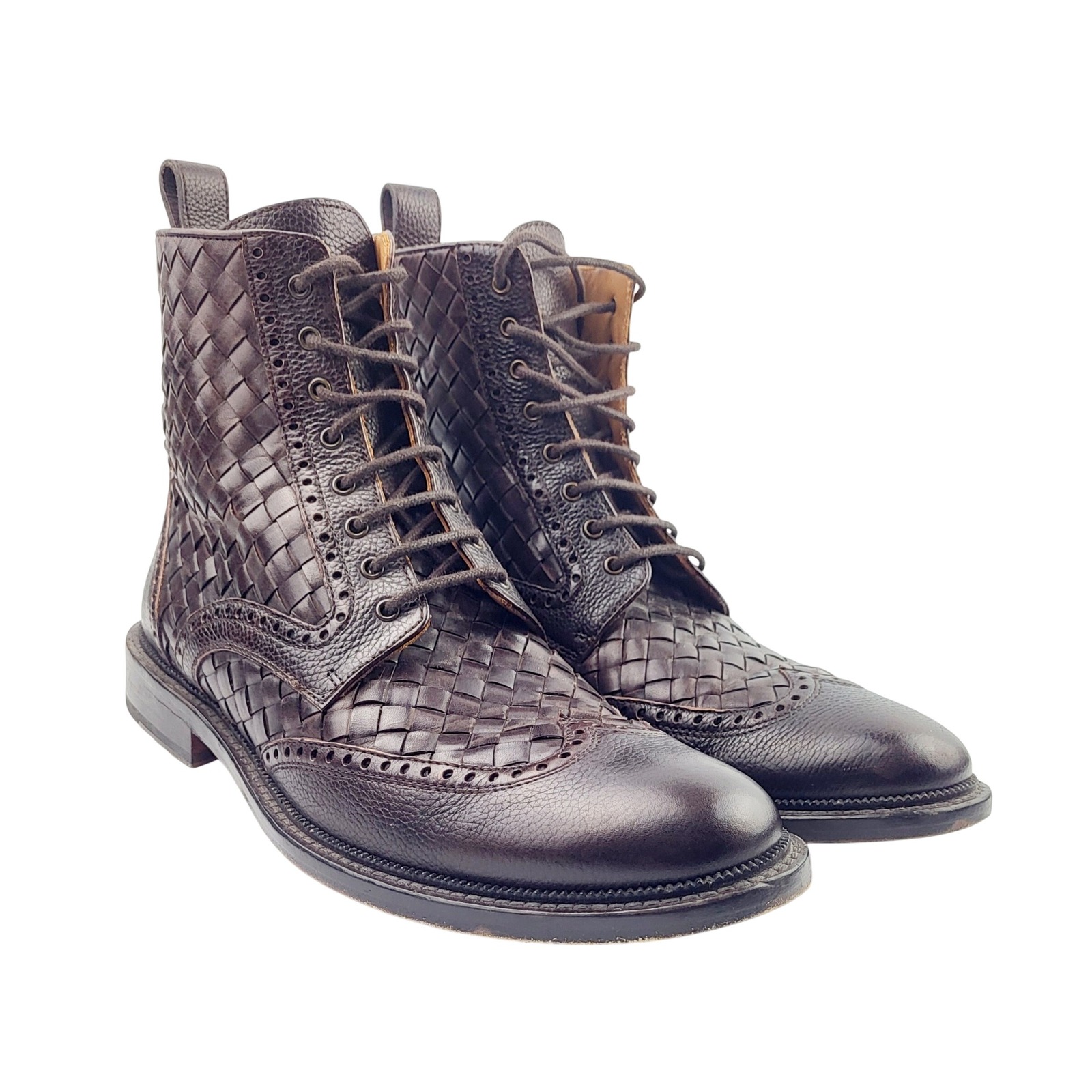 TAFT Men's Saint Handwoven Leather Wingtip Dress Boots - Size 41