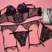 Victoria's Secret longline 32C,34B BRA SET+garter+S panty BLACK Floral embroider