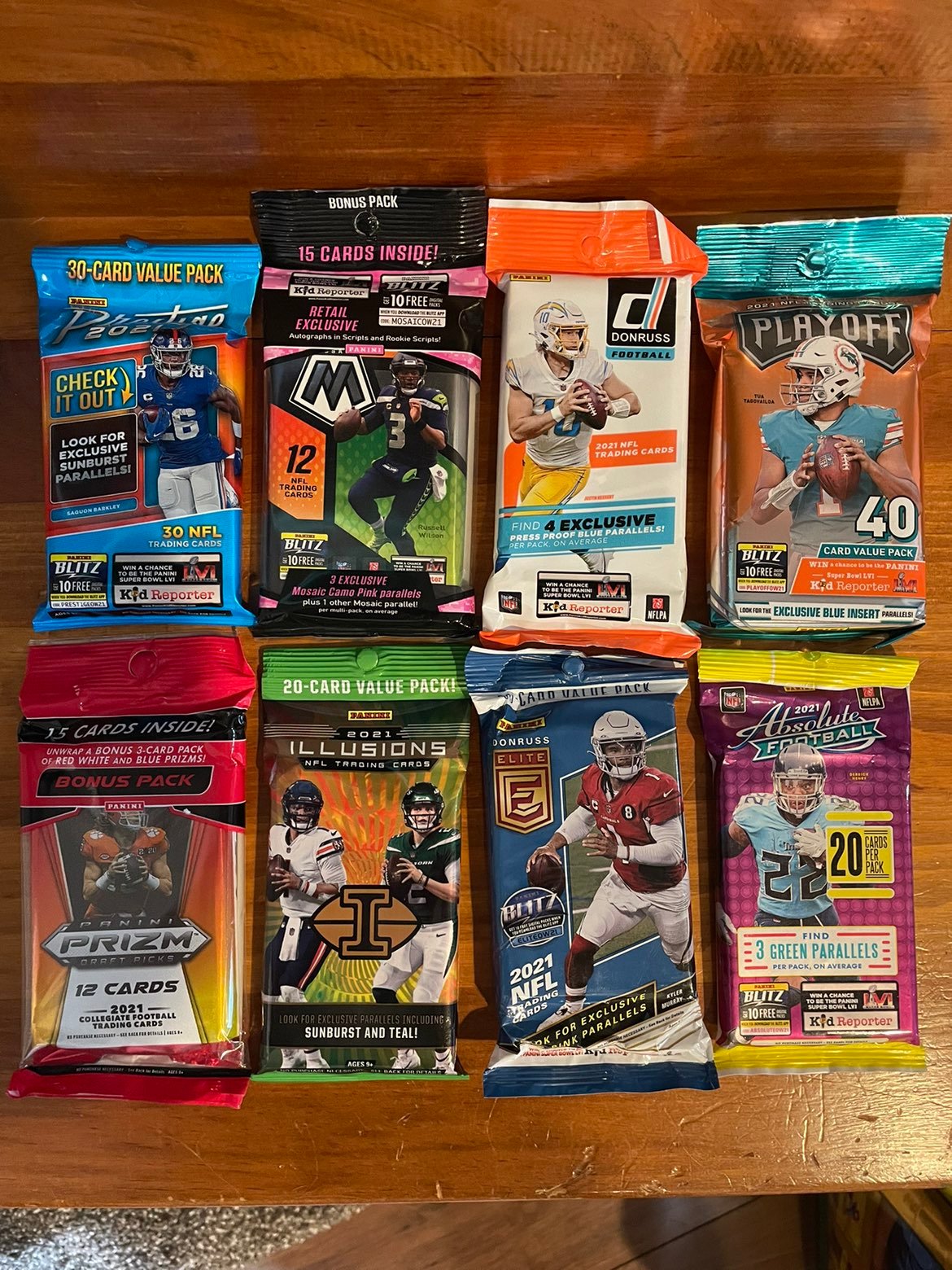 2021 Panini NFL Football Value Pack / Fat Pack Lot of 8!