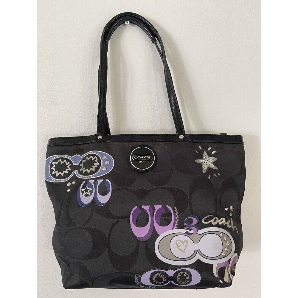 Coach Daisy Pop Optic Tote Bag Match WALLET Y2K Black Signature Appliqué NWoT