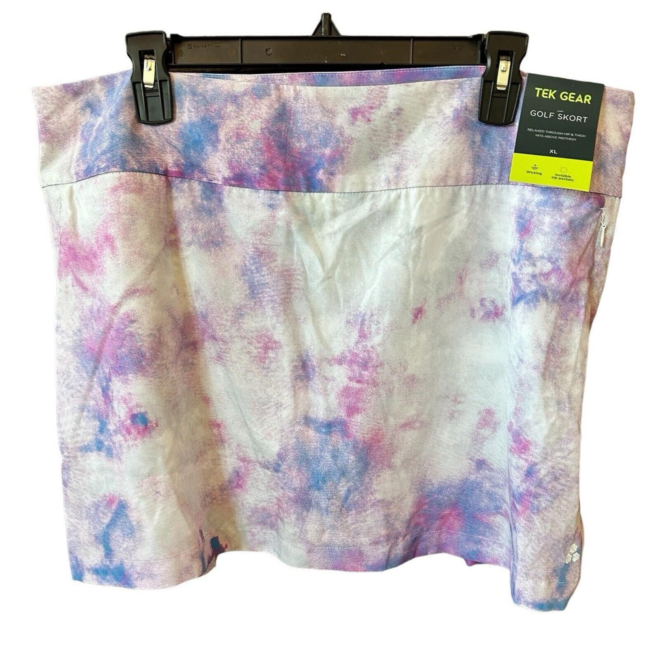 NWT Tek Gear Womens Golf Skort XL Skirt Shorts Tennis White Purple Pink Tie Dye