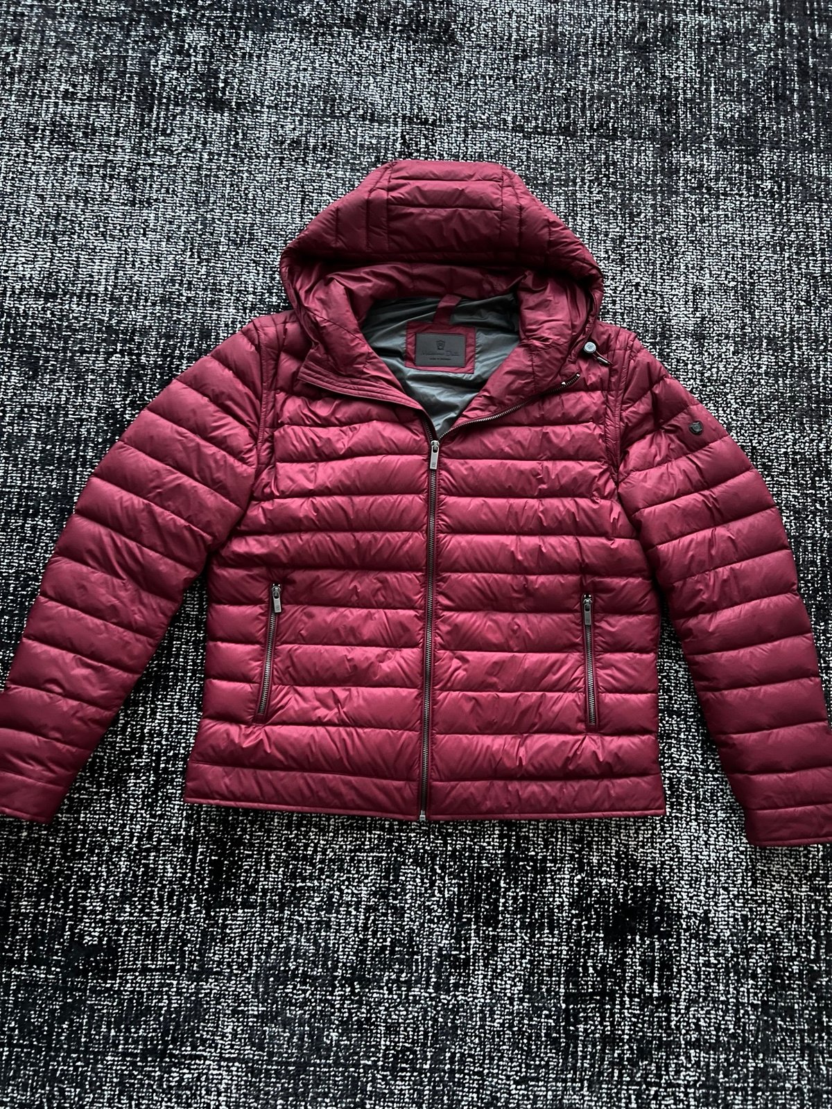 MASSIMO DUTTI Mens Red 2 in 1 Removable Vest Hooded Super Light Jacket Size 2XL