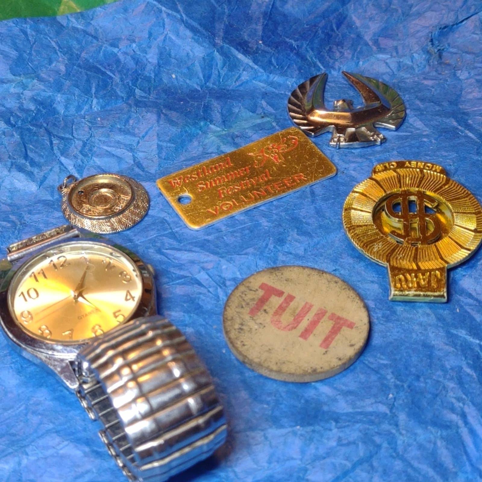 Men's vintage watch~money clip~ pendant~Thunderbird decal and tuit coin!