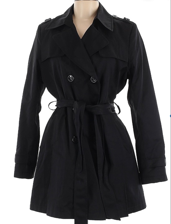 DKNY Double Breasted A-Line Trenchcoat Size L (Black)