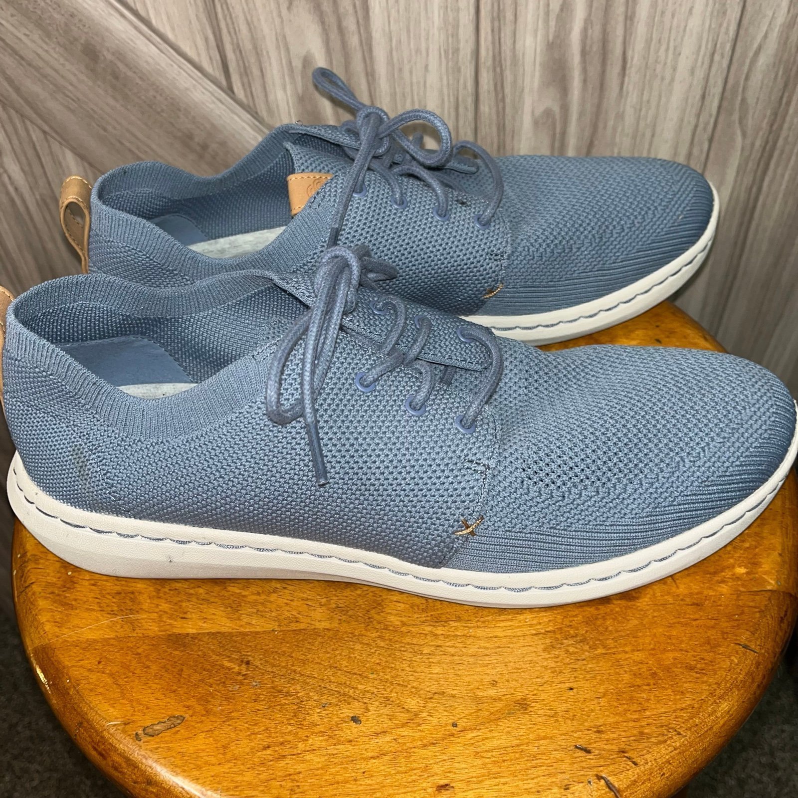 Clarks Cloudsteppers Men's 11.5M Cushion Blue/Gray Knit Lace Up Casual Sneakers