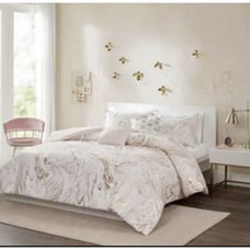 Intelligent Design Rebecca Metallic Full/Queen Comforter Set Pink Gold NEW 5pc.