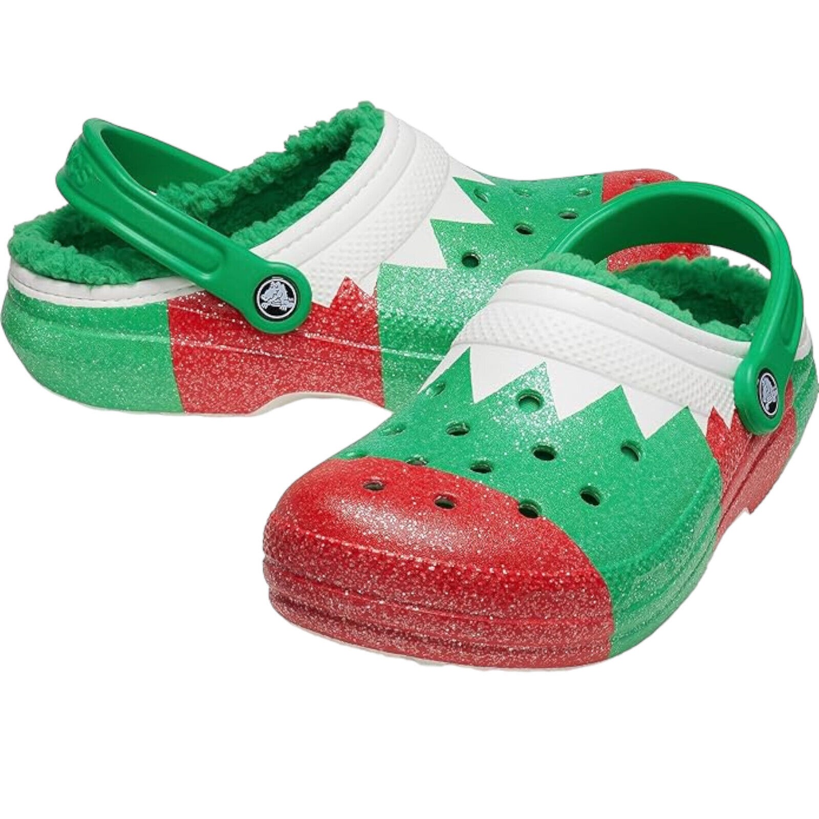 Crocs Classic Lined Christmas Holiday Green/Red Clogs Women's Size 7 - Men's 5