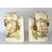Vintage Pair of Yellow Ceramic Owl & Sunflower Bookends Japan