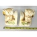 Vintage Pair of Yellow Ceramic Owl & Sunflower Bookends Japan