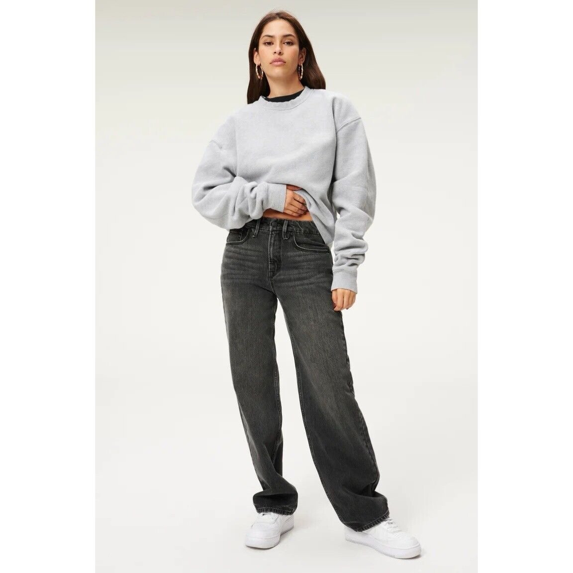 NWT Good American Good 90's Straight Leg Jeans In Black