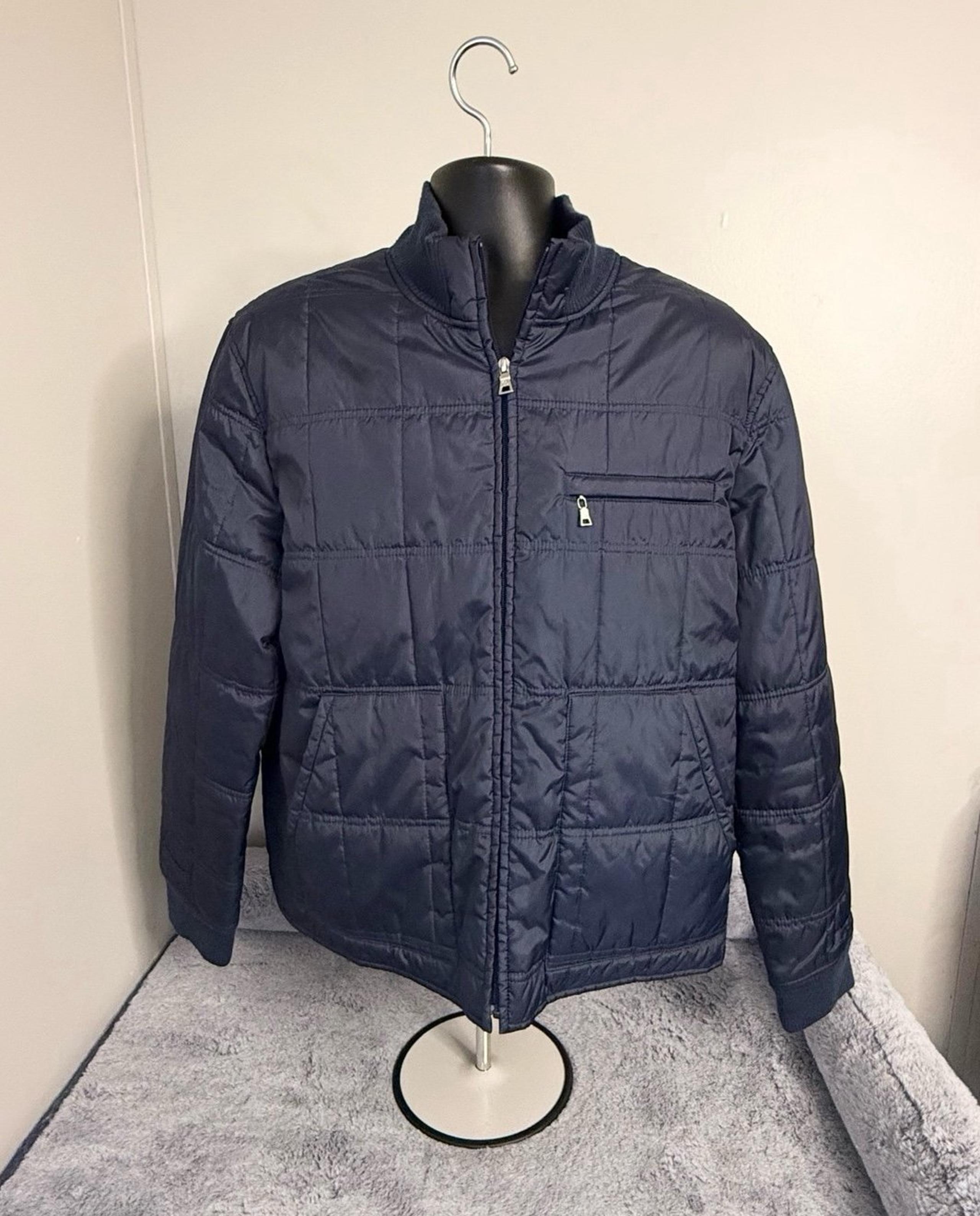 Cole Haan Jacket Mens Large Blue Quilted Full Zip Pockets Outdoor