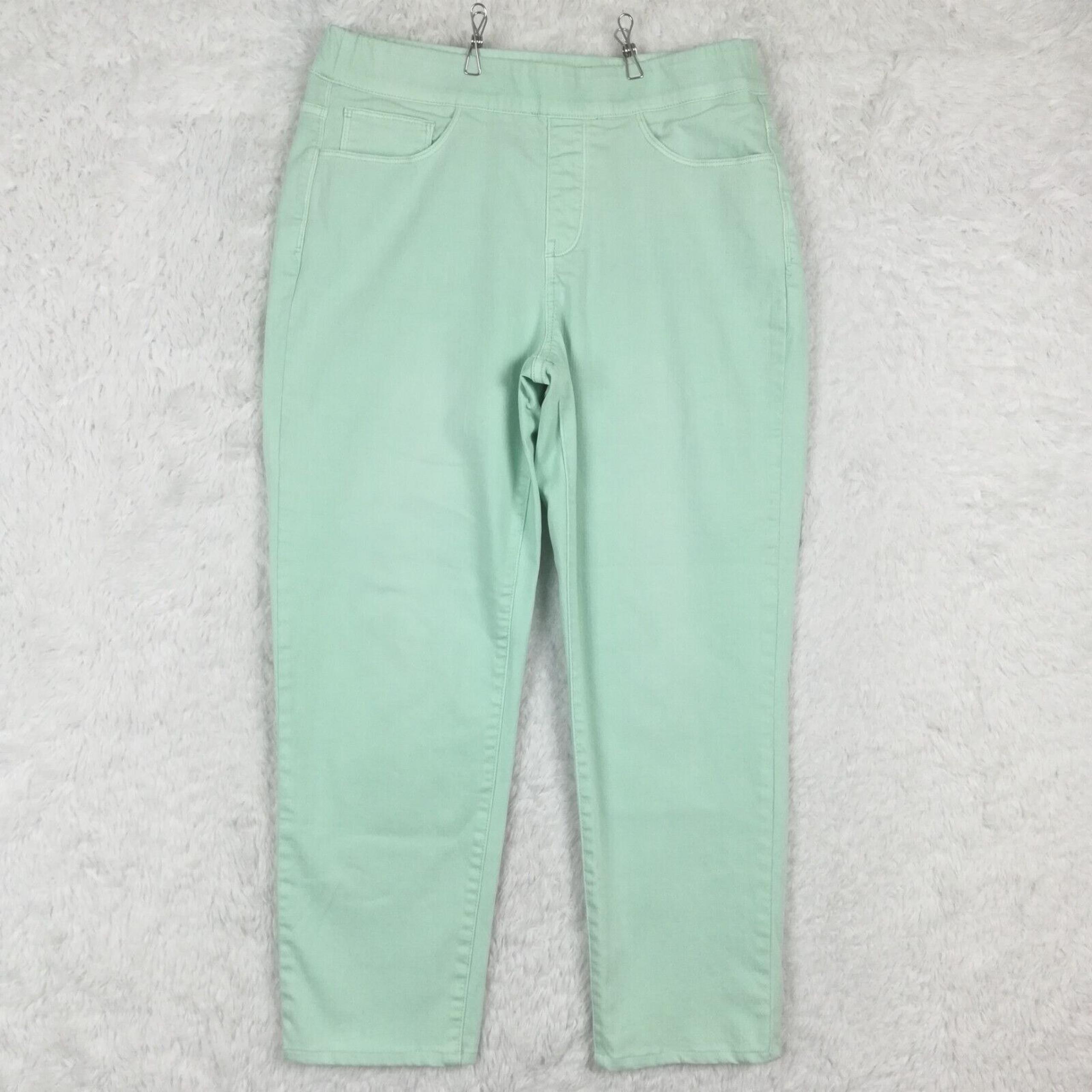 Soft Surroundings Womens Jeans Boyfriend Crop Denim Mint Green Pull On Stretch M