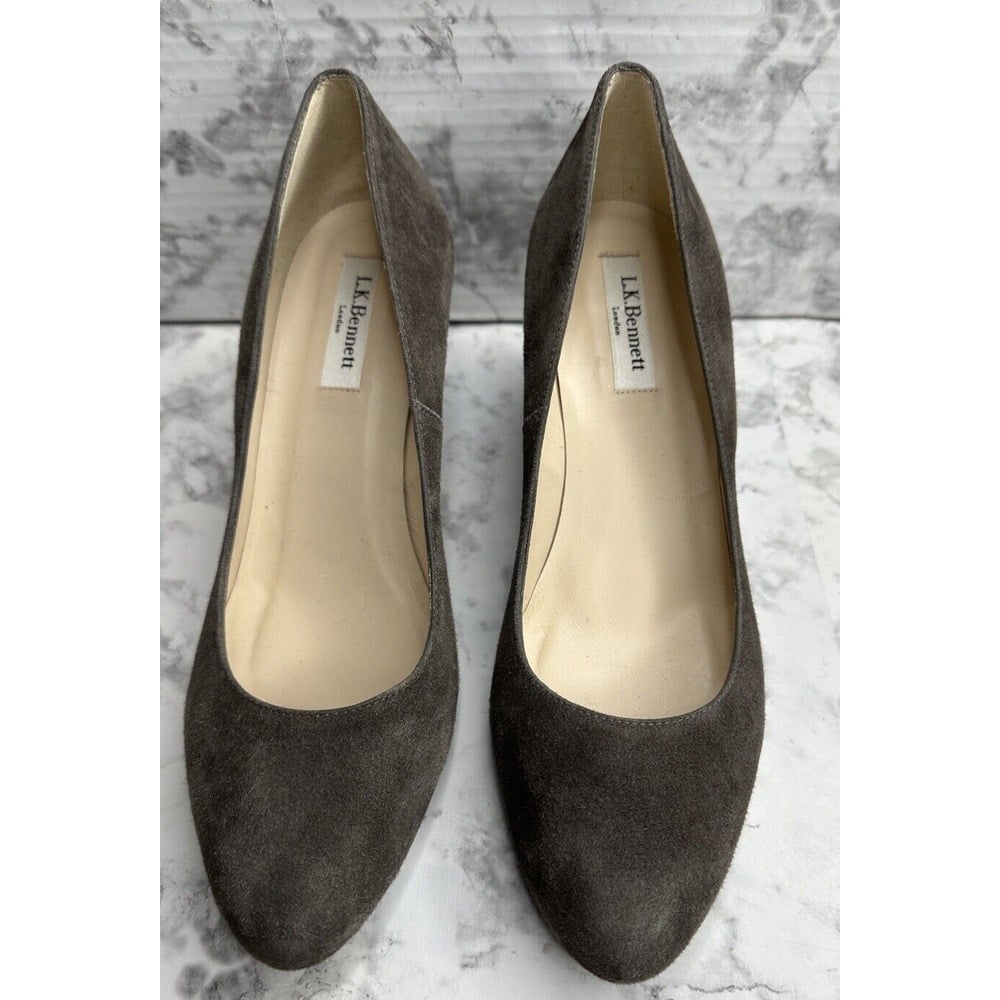 LK Bennett London Pump Womens 39.5 US 9 Gray Suede Shoes 3 Heel Sersha New