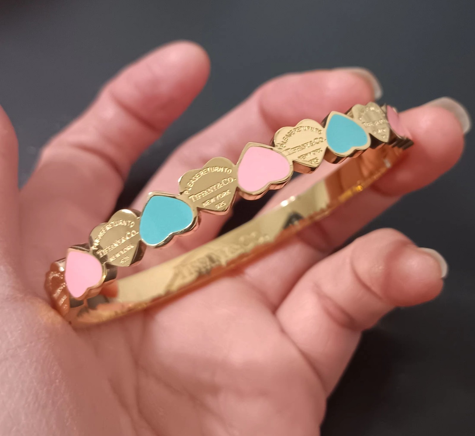 Pink Blue Heart Bangle