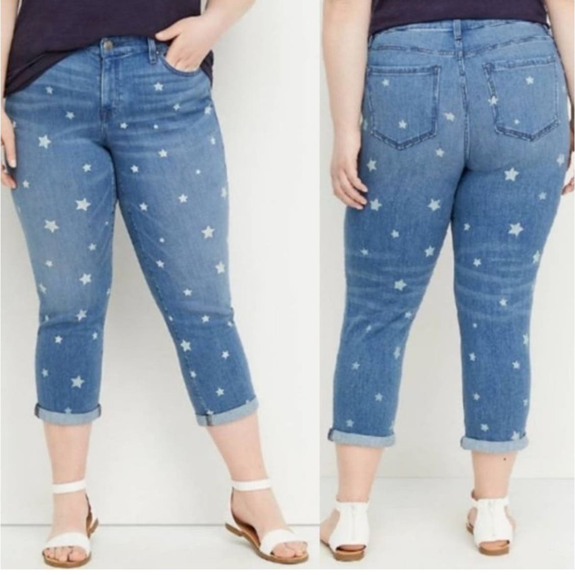 Lane Bryant crop jeans high rise star design size 18 NWT