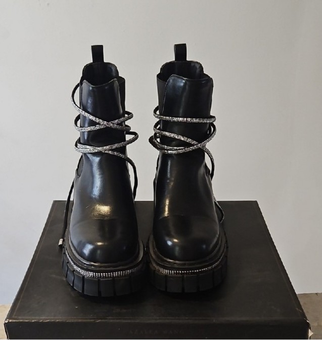 Azalea Wang Black Women's Ankle Boots with Silver Accents