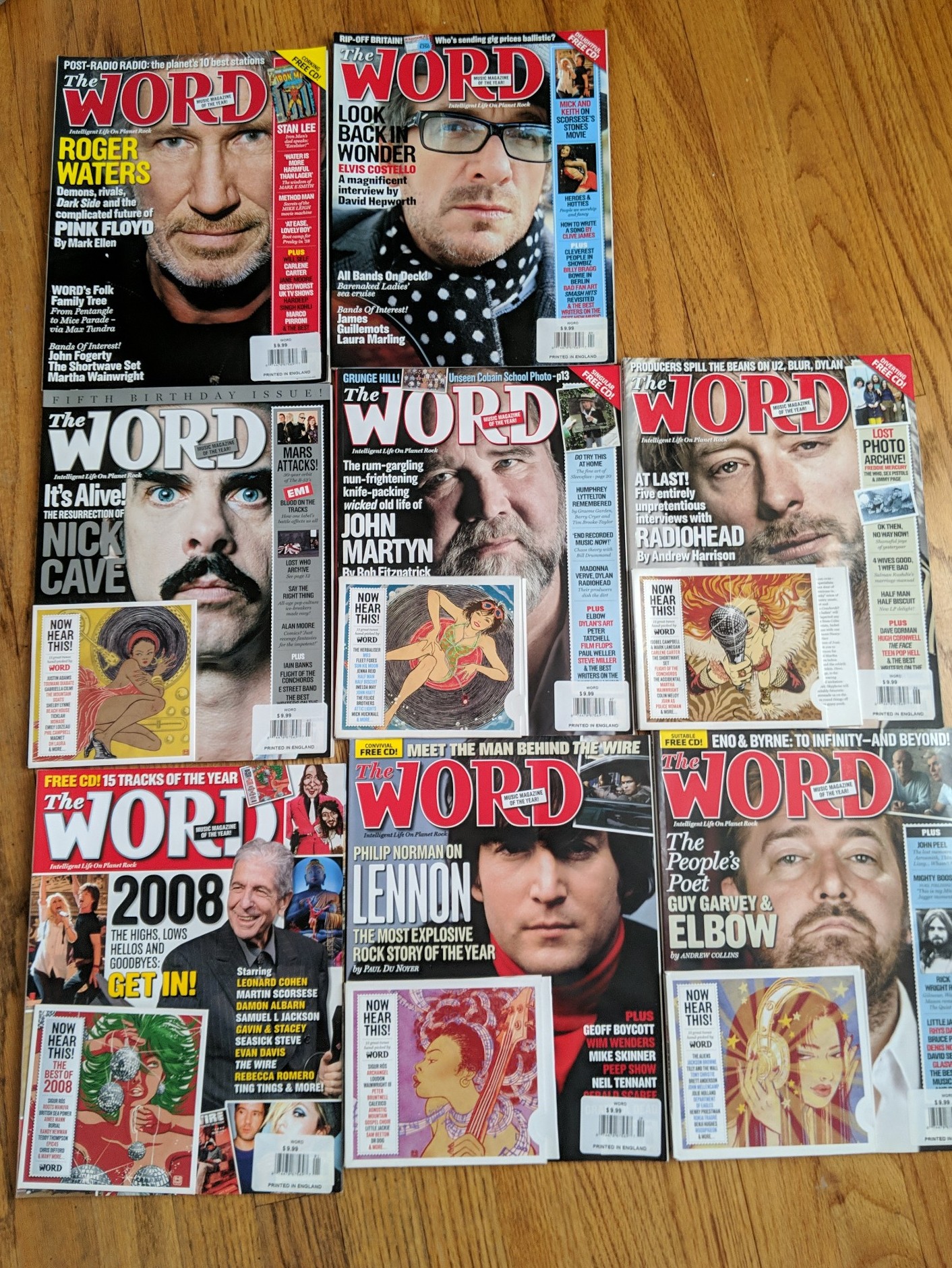 Lot of 8 The Word UK Music Magazines and CDs Year 2008, Elbow, Radiohead & more