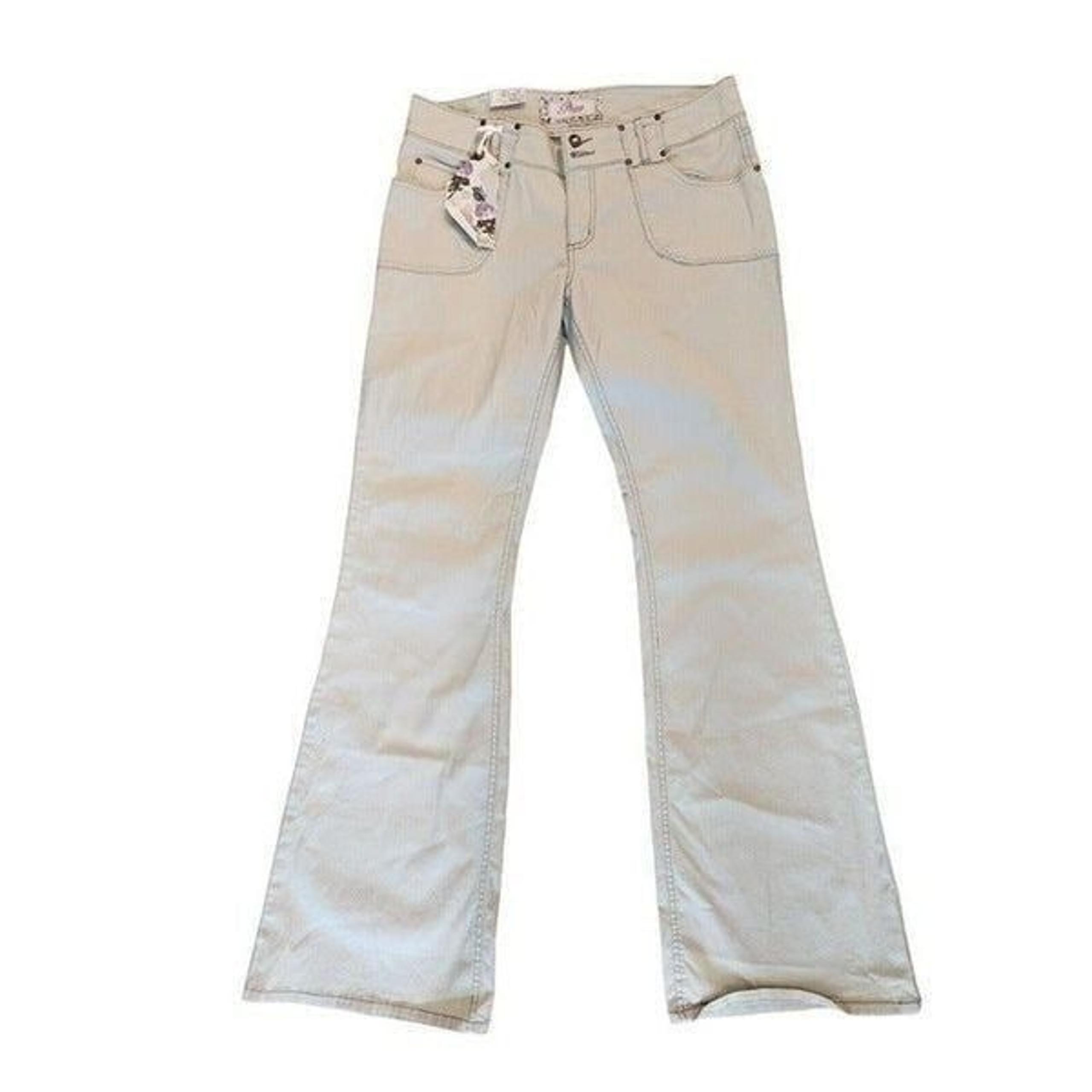 New Vintage 90s Plugg Khaki Tan Bermuda Jeans Size 11 Low Rise Flare