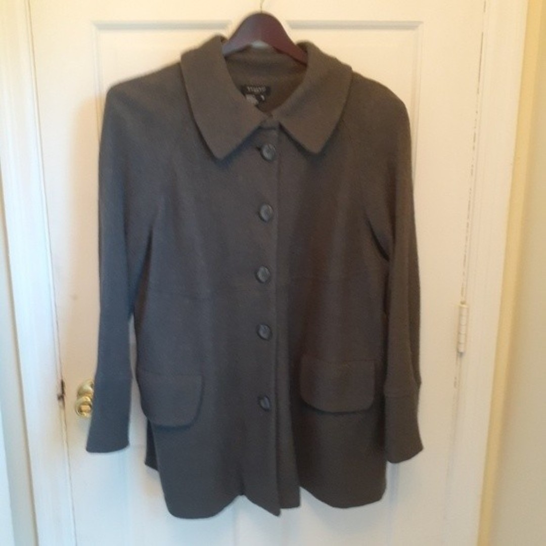 Sandro wool coat jacket 1x extra large xl winter gray fall quiet luxury classic
