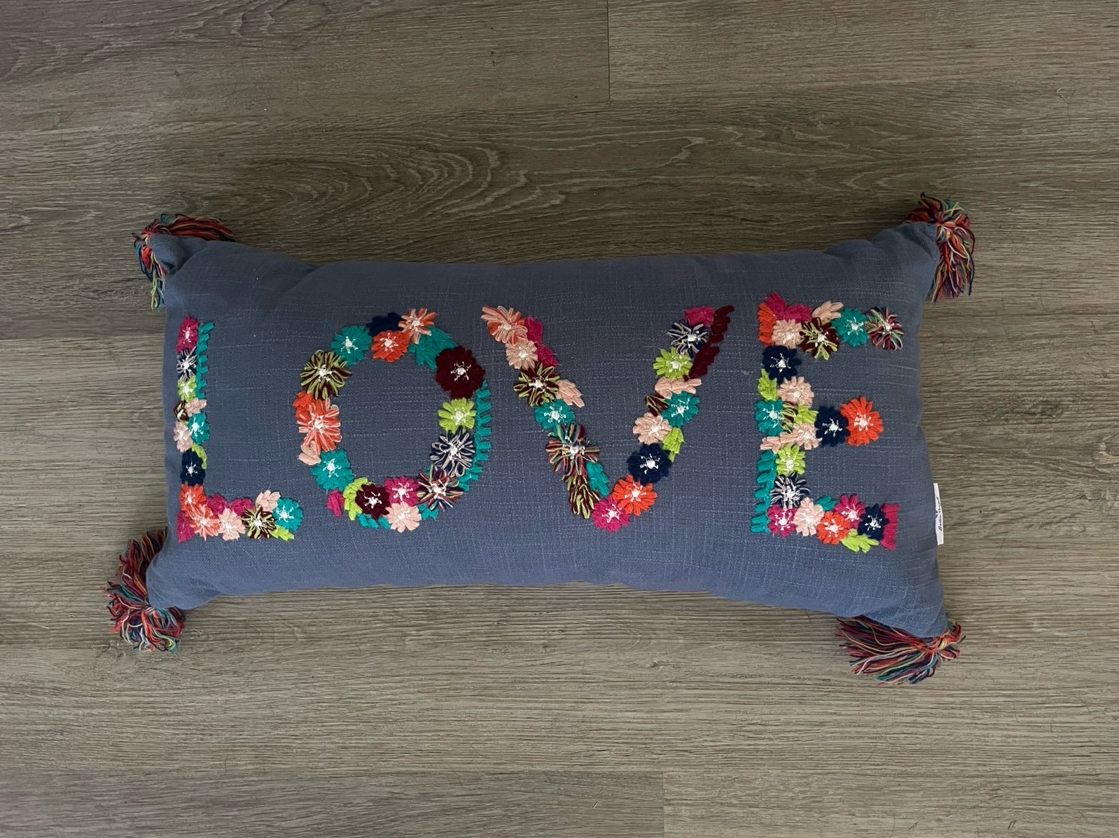 Darbie Angell Embroidered Blooming Love Throw Pillow
