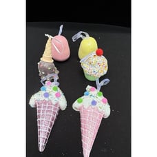 Adorable Gingerbread House Ice Cream Cone Christmas Ornament Lot -S1O