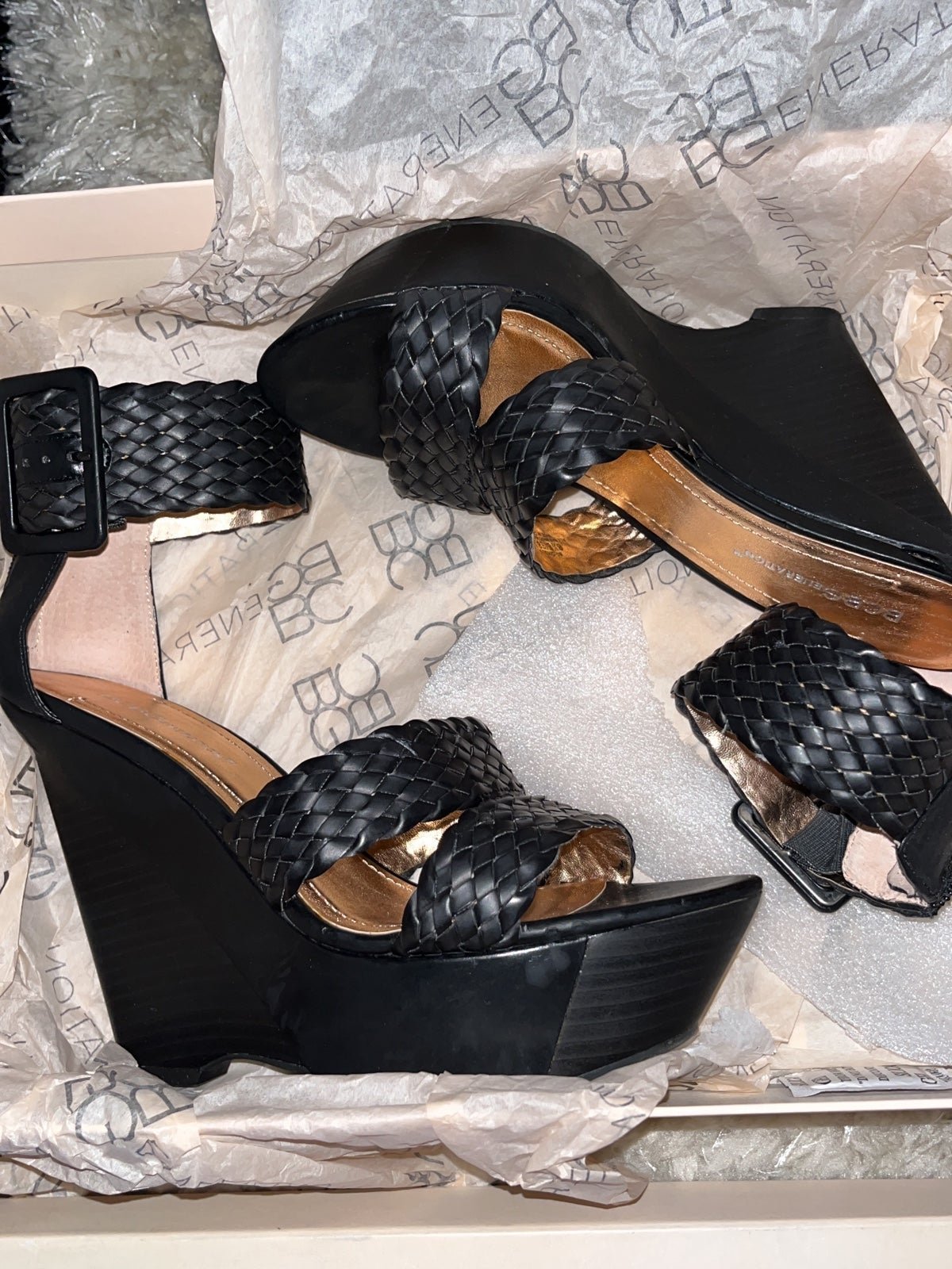 New BCBGENERATION Weave Leather Wedge.