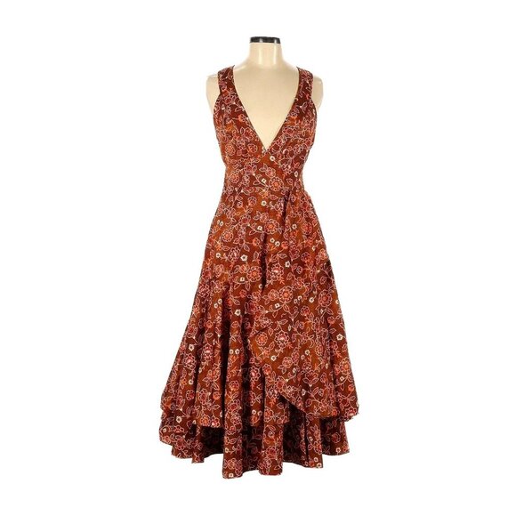 NWT J.Crew Collection Cross-back Ruffle-hem Midi in Pecan Vintage Vines Dress 4