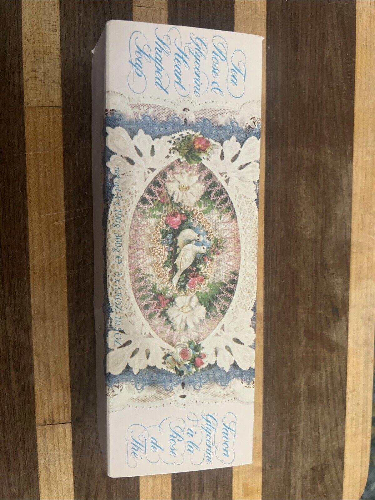 1976 Vintage Lot of (3) Crabtree & Evelyn TEA ROSE & GLYCERINE Heart Shaped Soap