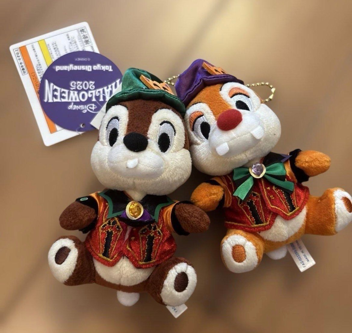Tokyo Disney Resort Halloween 2025 Villains Chip and Dale Plush Keychain