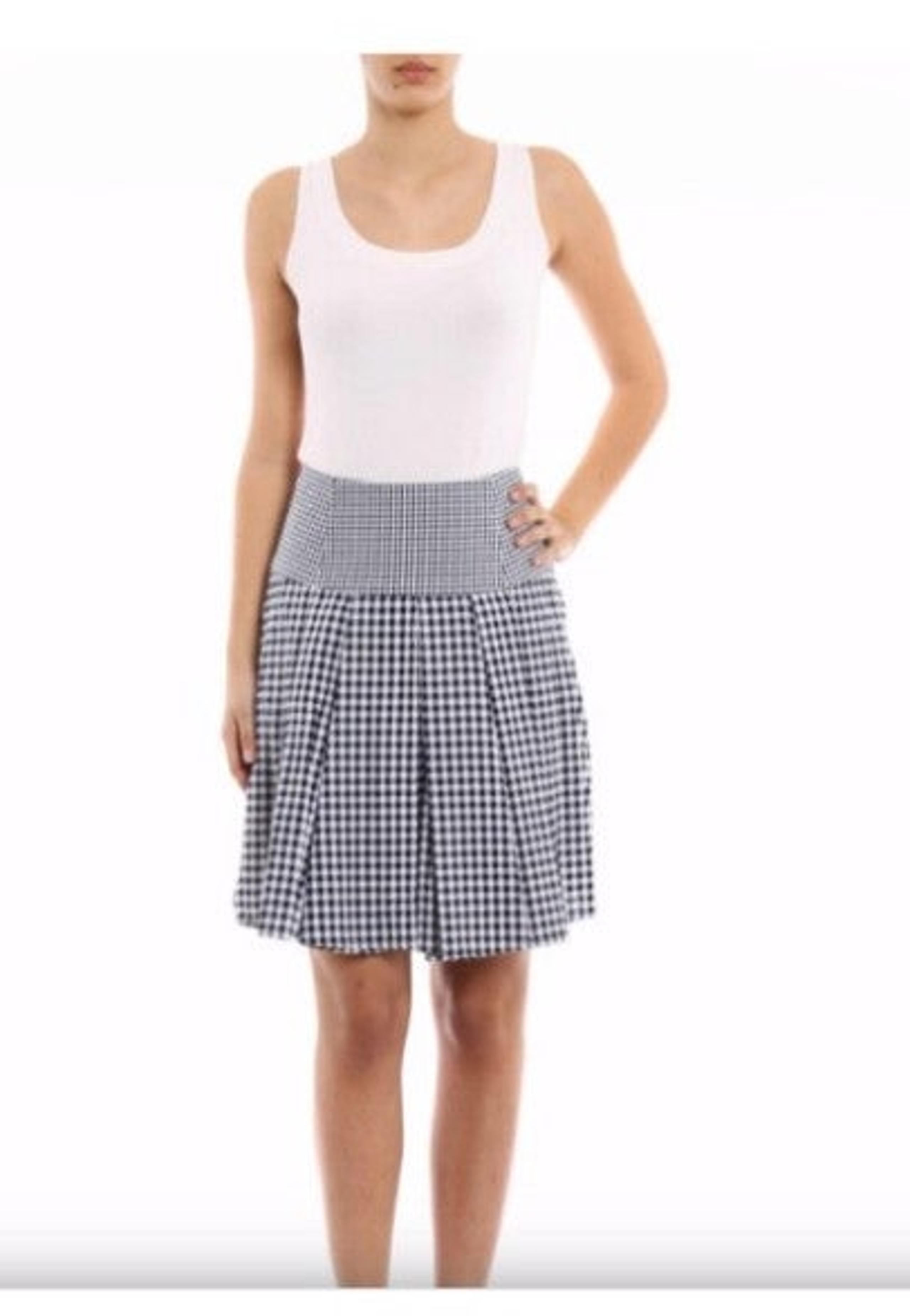 MICHAEL KORS Skirt Womens Size 4 White & Black Plaid Zip Closure Pleated A-Line