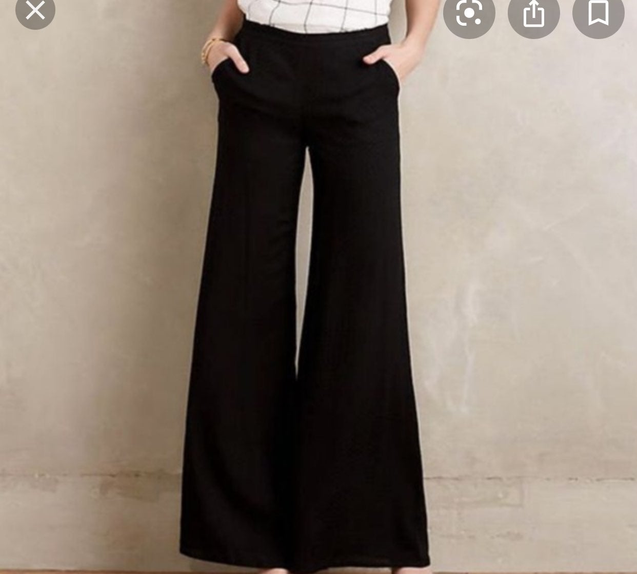 Anthropologie Black Wide Dress Pants 28