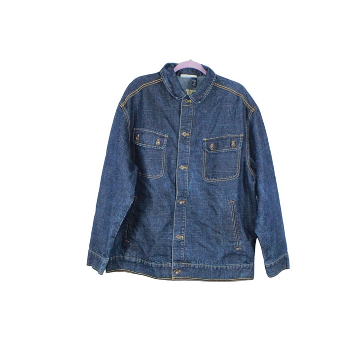 Vintage Rocawear Blue Dark Wash Embroidered RW95 Trucker Denim Jean Jacket L