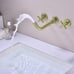 Brass Brushed Gold Bathroom Faucet Two Cross Handle Wall Mount Modern Faucet