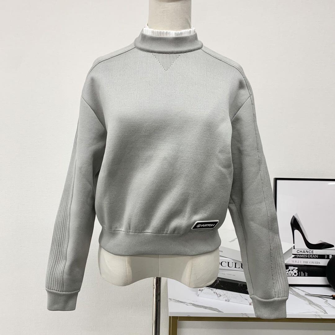 Louis Vuitton Trainer Top, High Neck, Long Sleeve, Logo, Grey