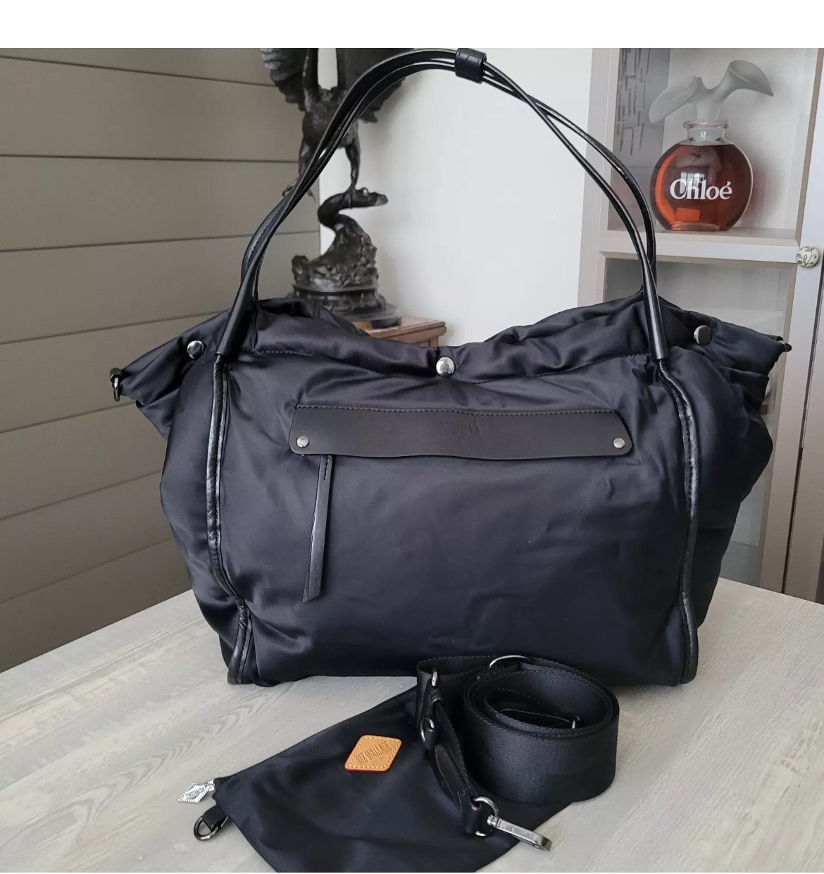 MZ Wallace Large Madison Shopper Nylon Tote Bag w/ Pouch + Long Strap EUC