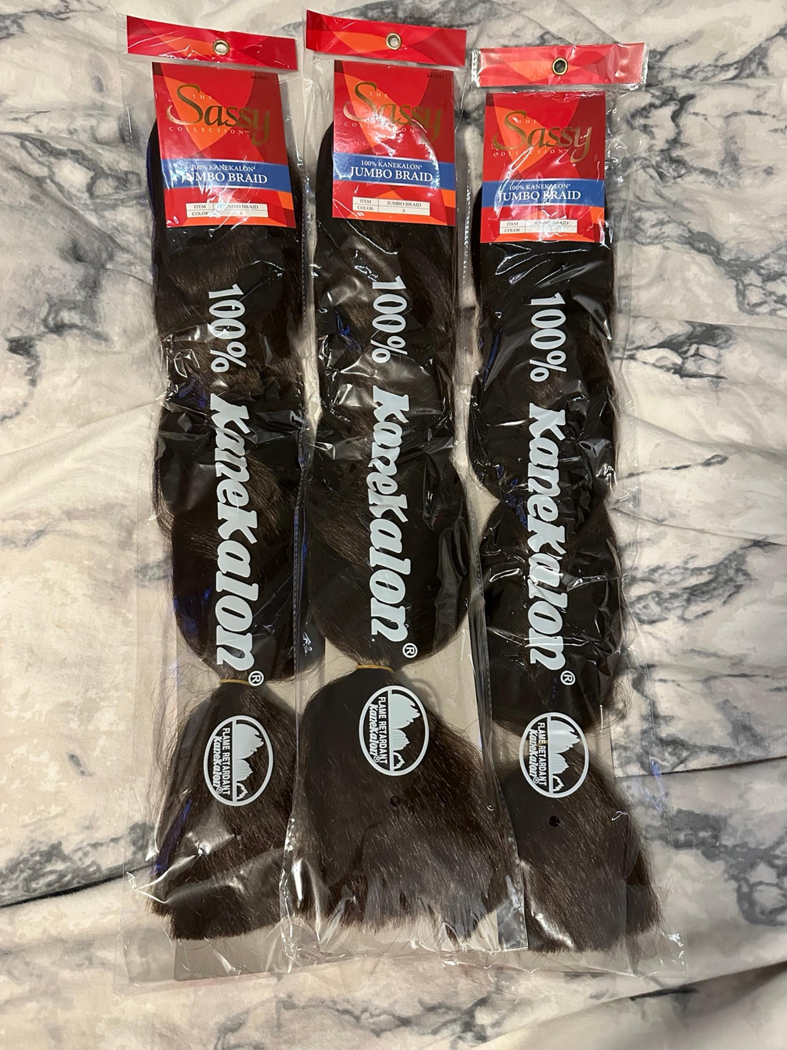 Sassy Jumbo Braid 100% Kanekalon Hair Extension  Color No. 6.   EC8358.  3 Packs