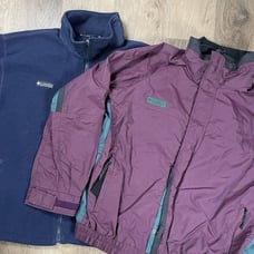 VTG Columbia 3 in 1 Triclimate Parka Mens Size L Purple Blue Windbreaker Fleece