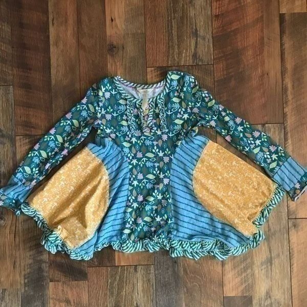 Matilda Jane SZ 8 long sleeve top tunic floral ruffles Make believe footpath