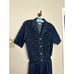 Vintage 1980s Saint Germain Chambray Zip Up Embellished Jean Denim Jumpsuit