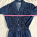 Vintage 1980s Saint Germain Chambray Zip Up Embellished Jean Denim Jumpsuit
