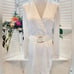 LULUS WHITE SILK LIKE BELTED LINED NEW DRESS SIZE SMALL