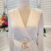 LULUS WHITE SILK LIKE BELTED LINED NEW DRESS SIZE SMALL