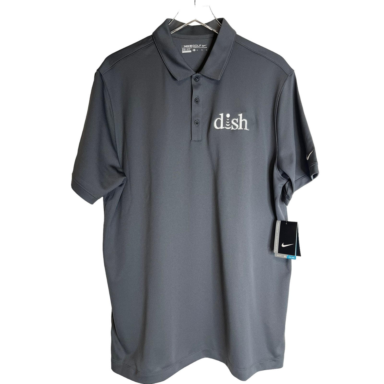 NWT Nike Dri Fit Size Mens XL Dark Gray Employee Dish Logo Shirt