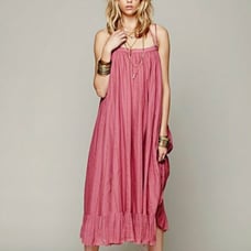 Free People Criss Cross Pink Gold Thread Maxi Dress Medium