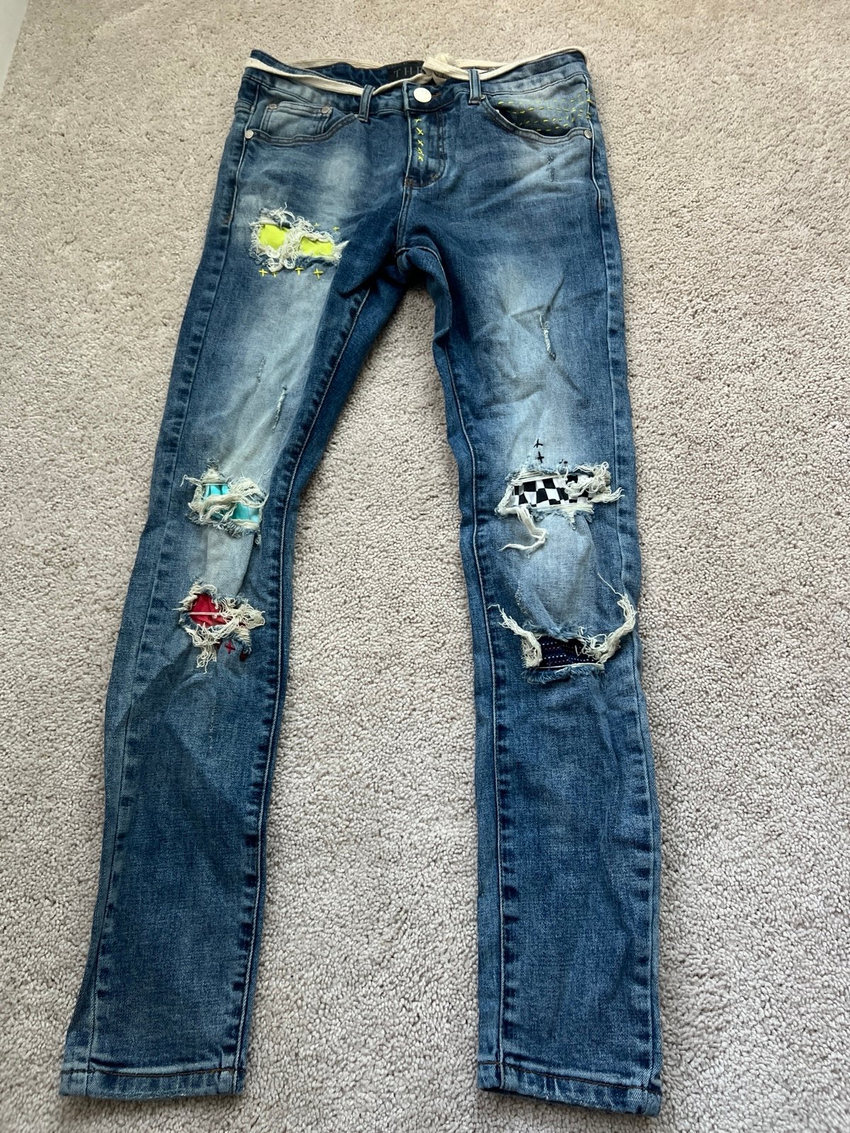 THRT skinny patched jeans