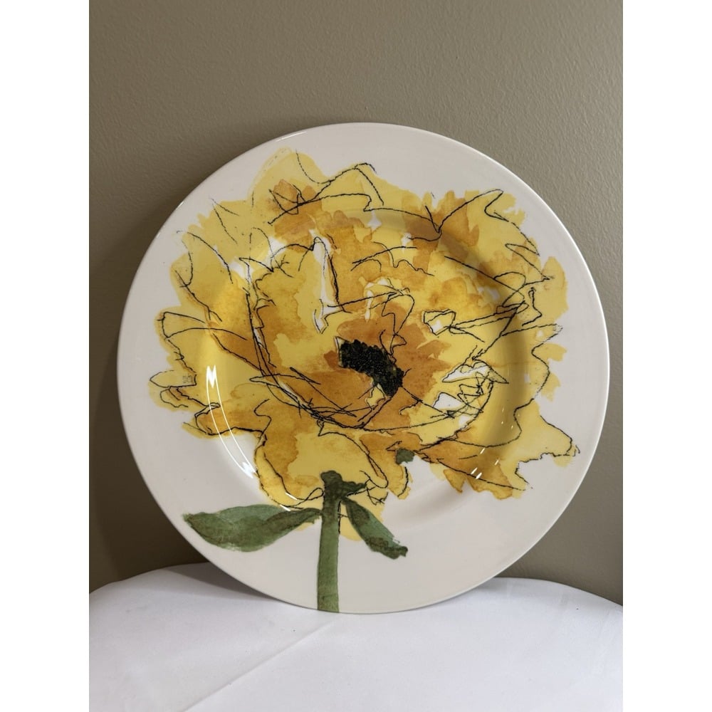 Royal Stafford England YELLOW POPPY Porcelain Dinner Plates 11in Set of 4 New
