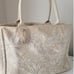 Oscar de la Renta Neiman Marcus Beige Tote Bag with White Floral Design