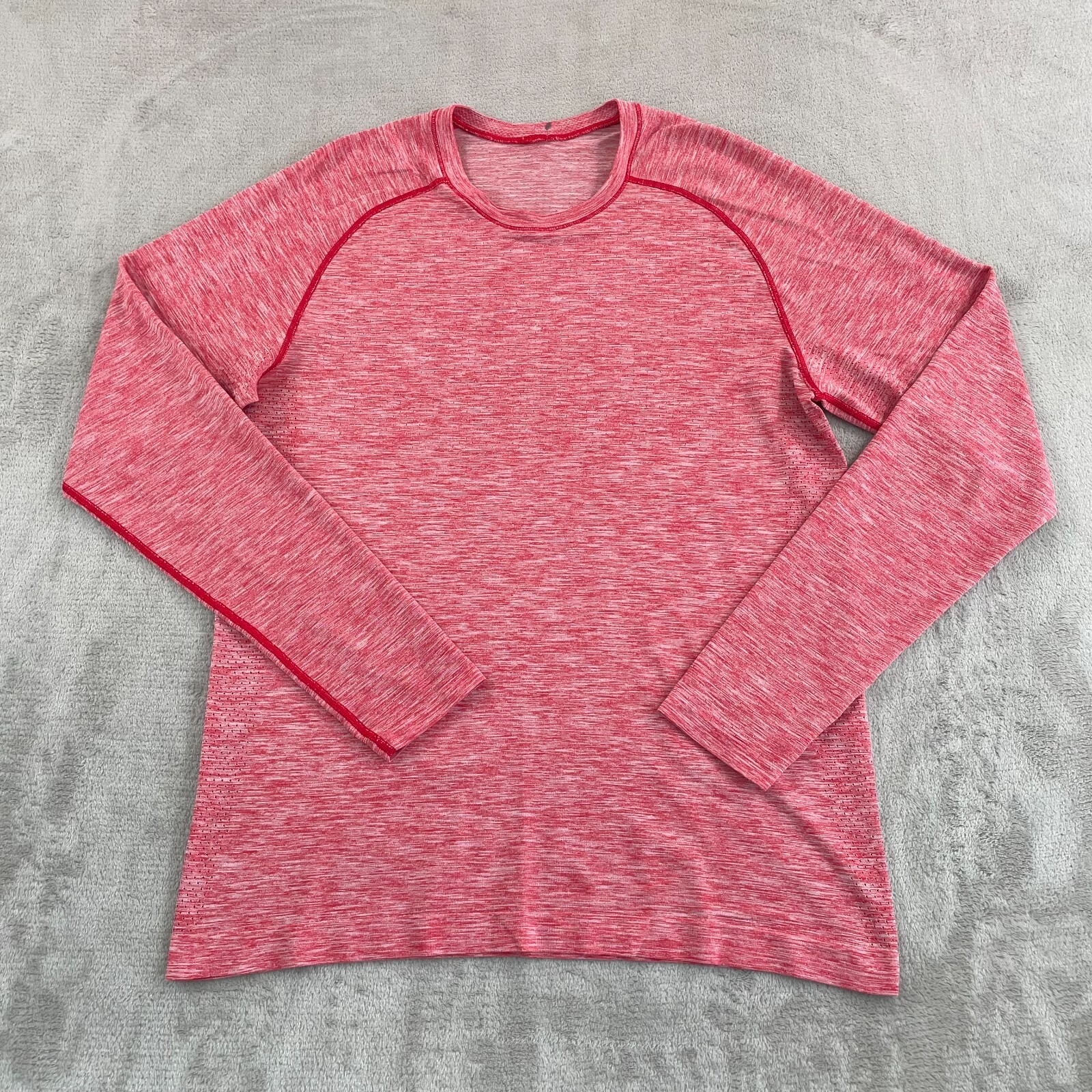Lululemon Metal Vent Tech Surge T Shirt Men Medium Heather Red Long Sleeve Gym