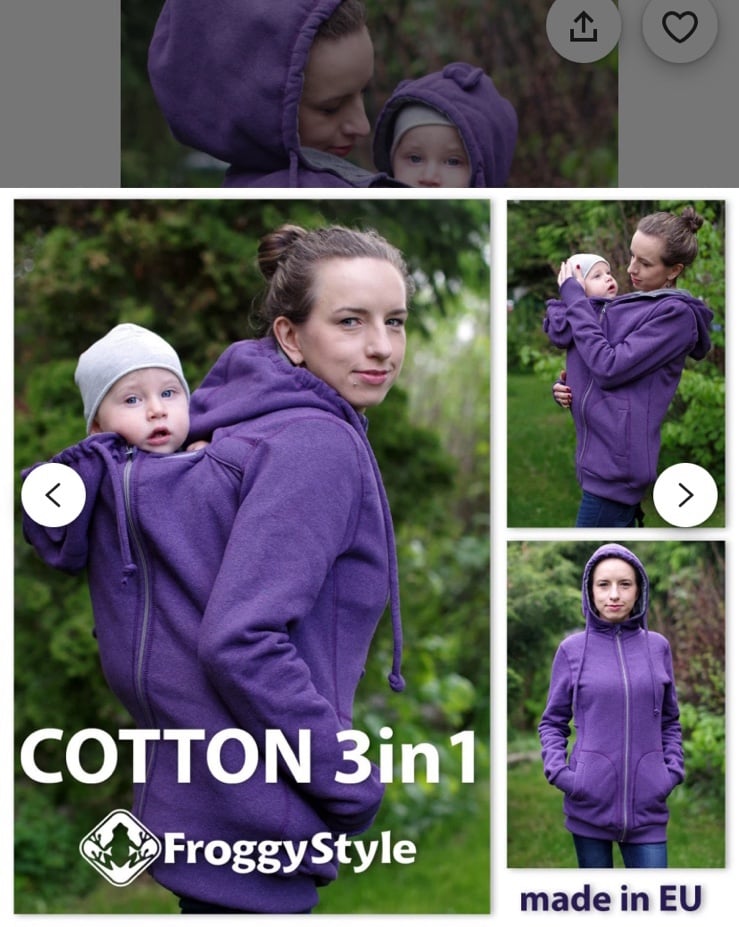 Froggy style baby wearing jacket