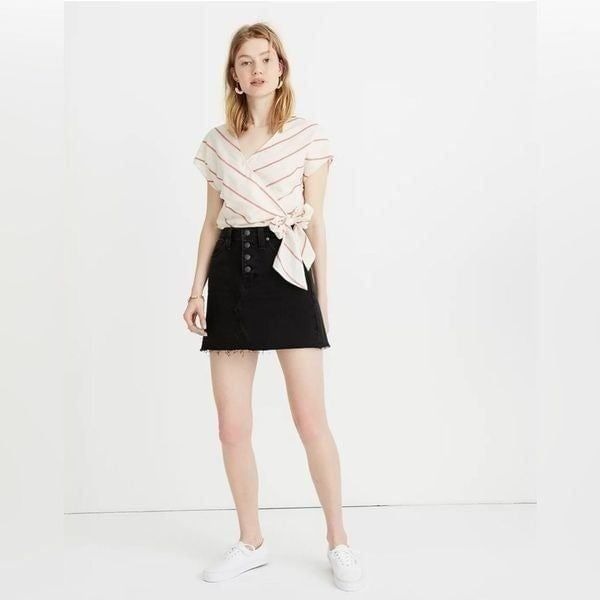 Madewell Rigid Denim A-Line Mini Skirt Button-Front Edition size 28